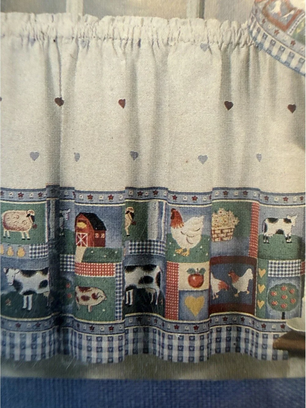 Vtg New Home Essentials Curtains Tier & Swag Set Old Macdonald Theme 3pc